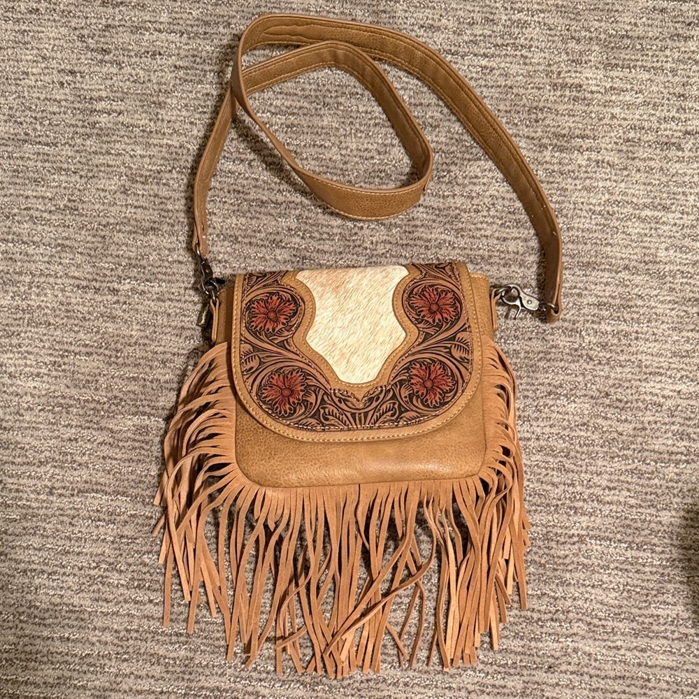 Montana West Tan and Brown Fringe Crossbody Bag